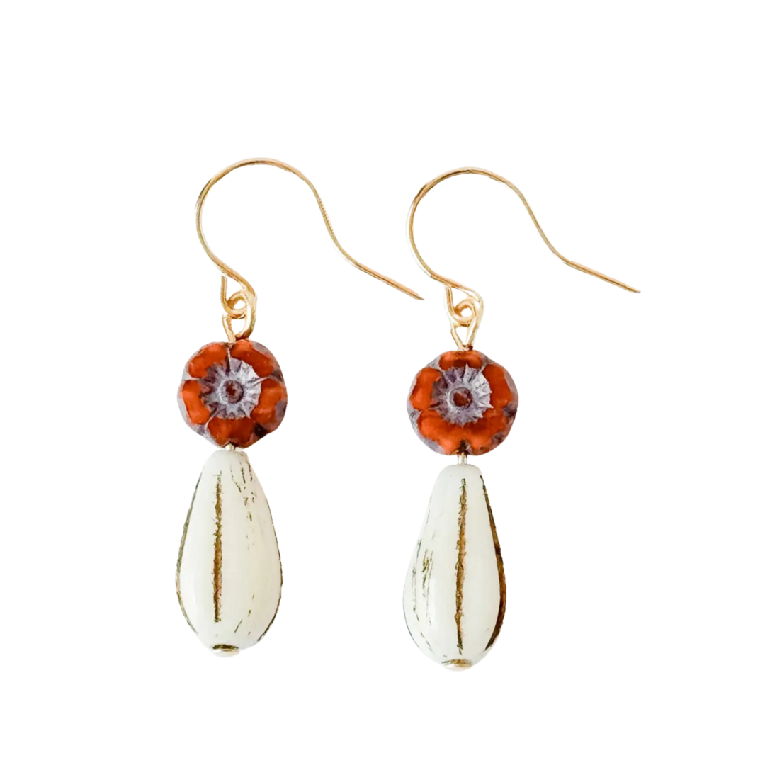 Tiny Flower and Bead Earrings