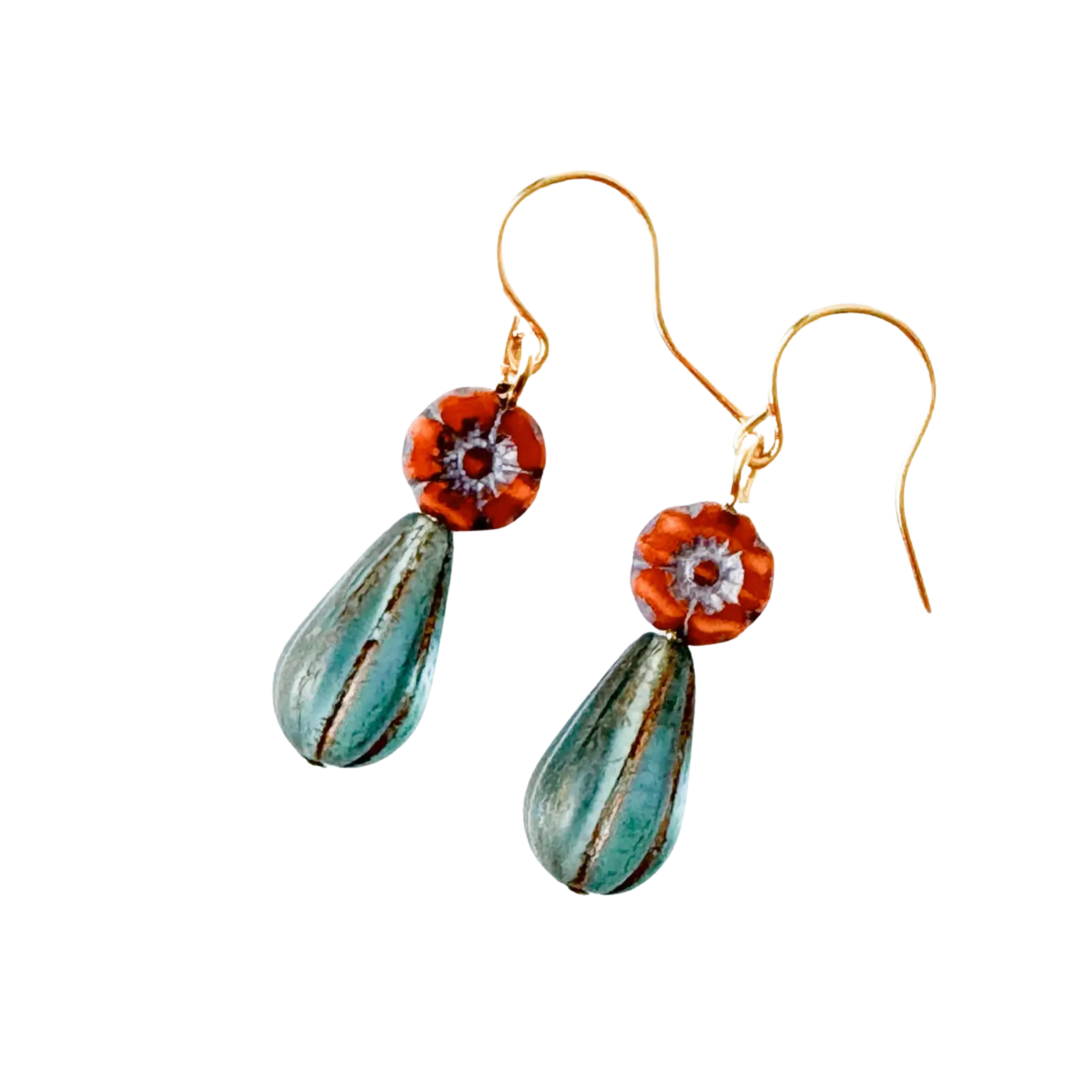 Tiny Flower and Bead Earrings