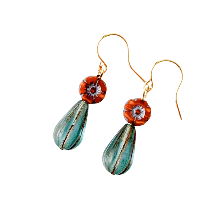Tiny Flower and Bead Earrings
