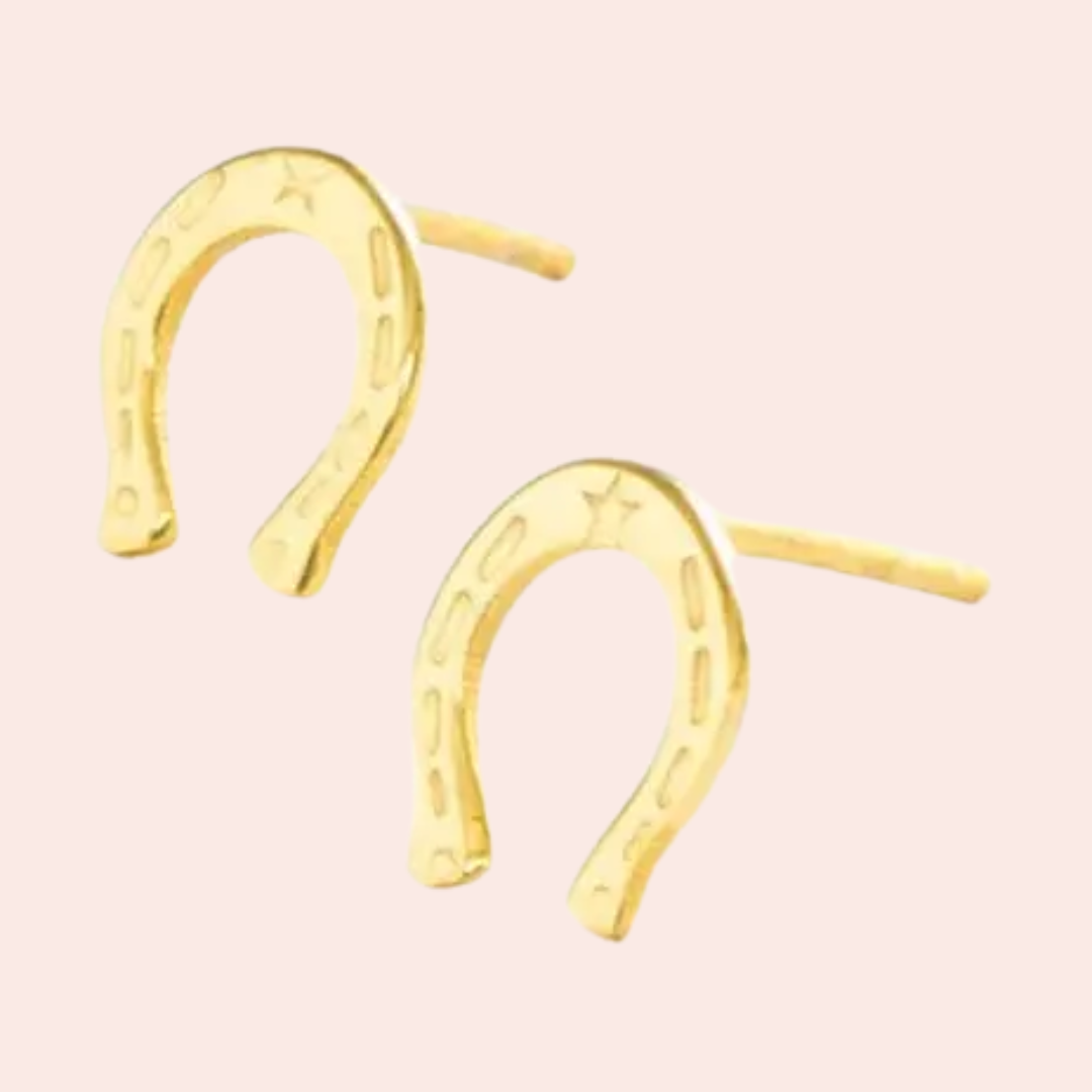Alice Horseshoe Brass Post Earrings
