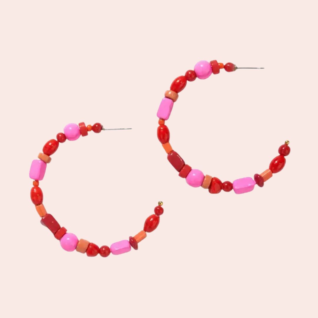 Annie Mixed Beaded Hoop Earrings