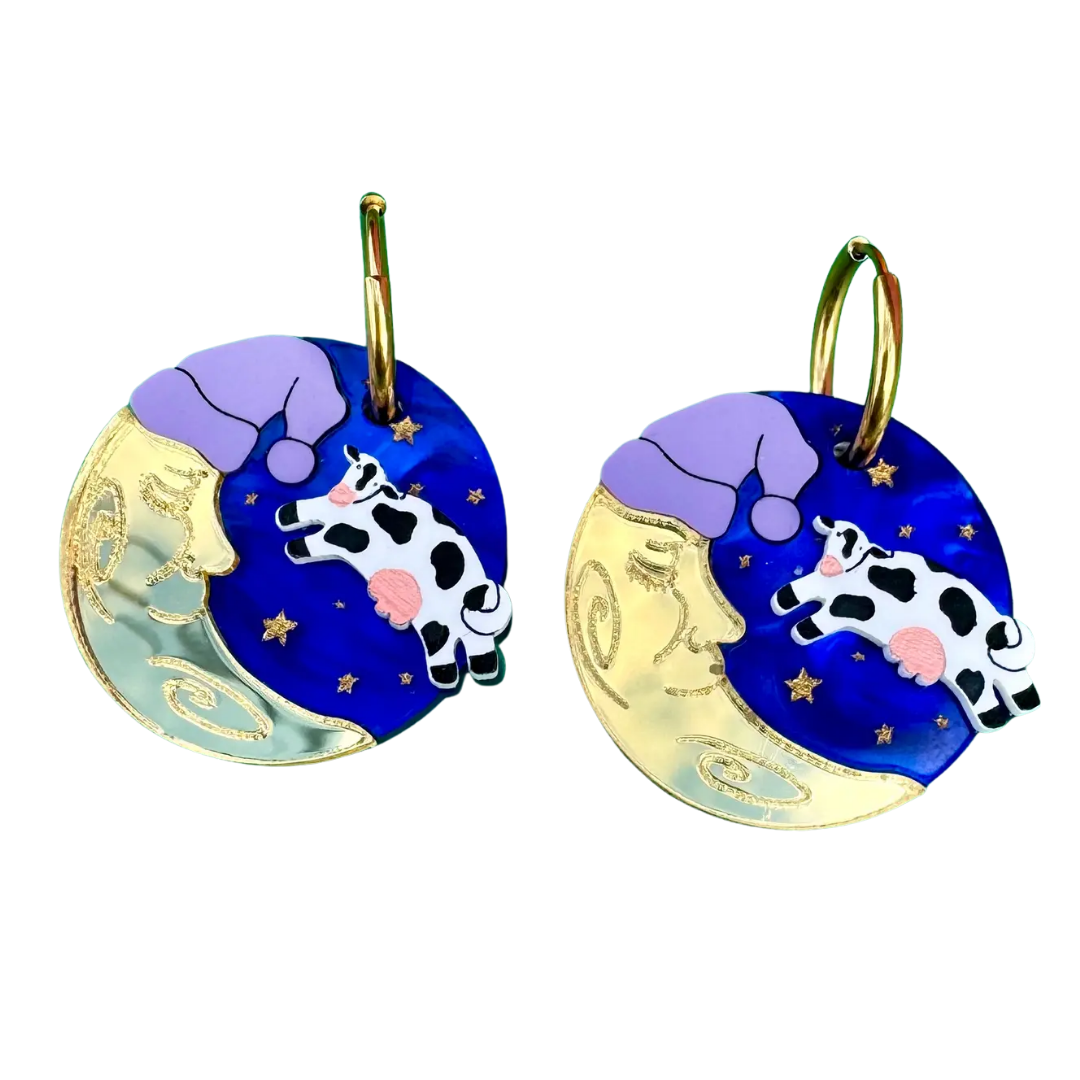 Honey Moo Moo Over the Moon Earrings