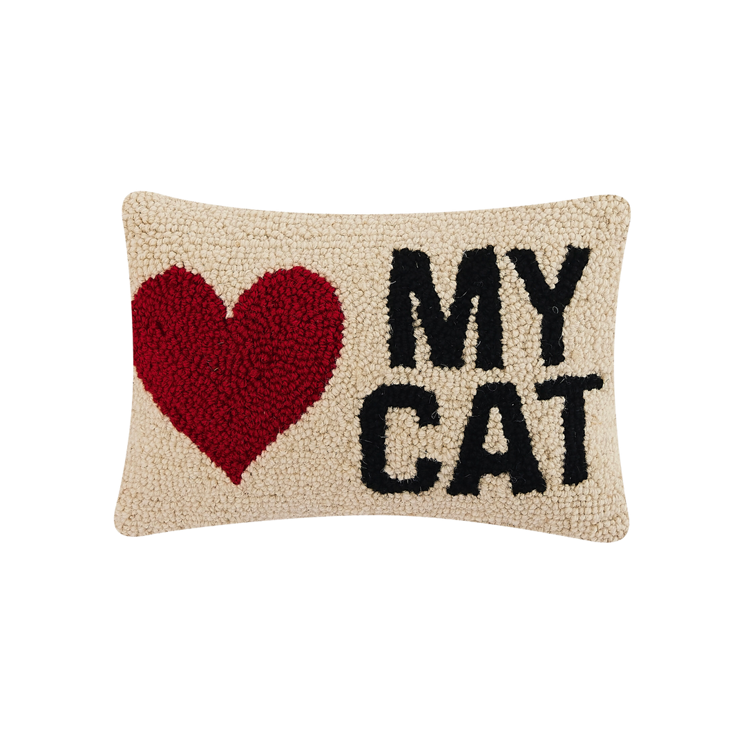 I Heart My Cat I love my Cat Hook Rug Pillow