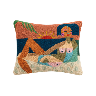 Nude Beach Hook Pillow by Justina Blakeney Throw Pillow