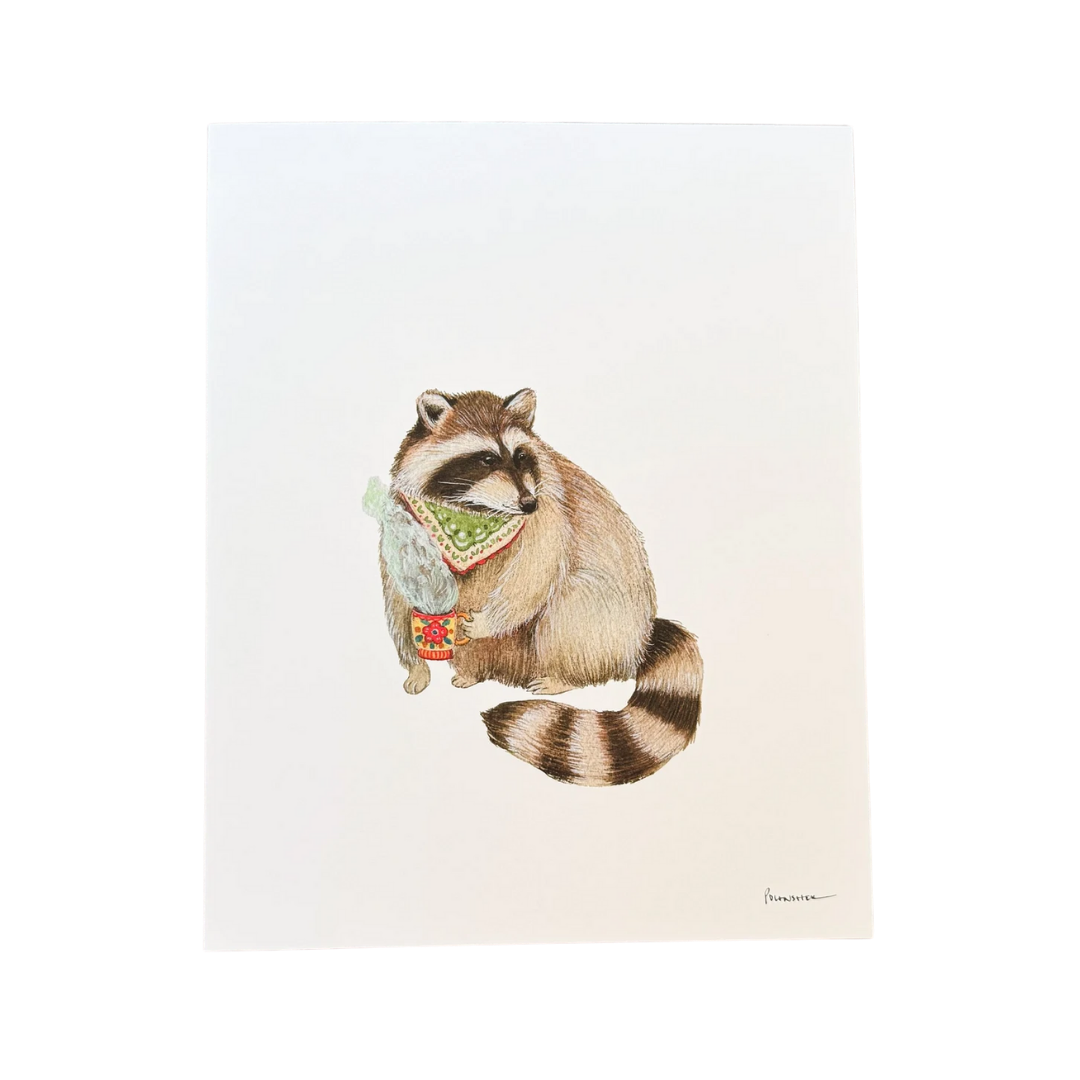 Critters and Cups: Rocky Raccoon - 8"x10" Print