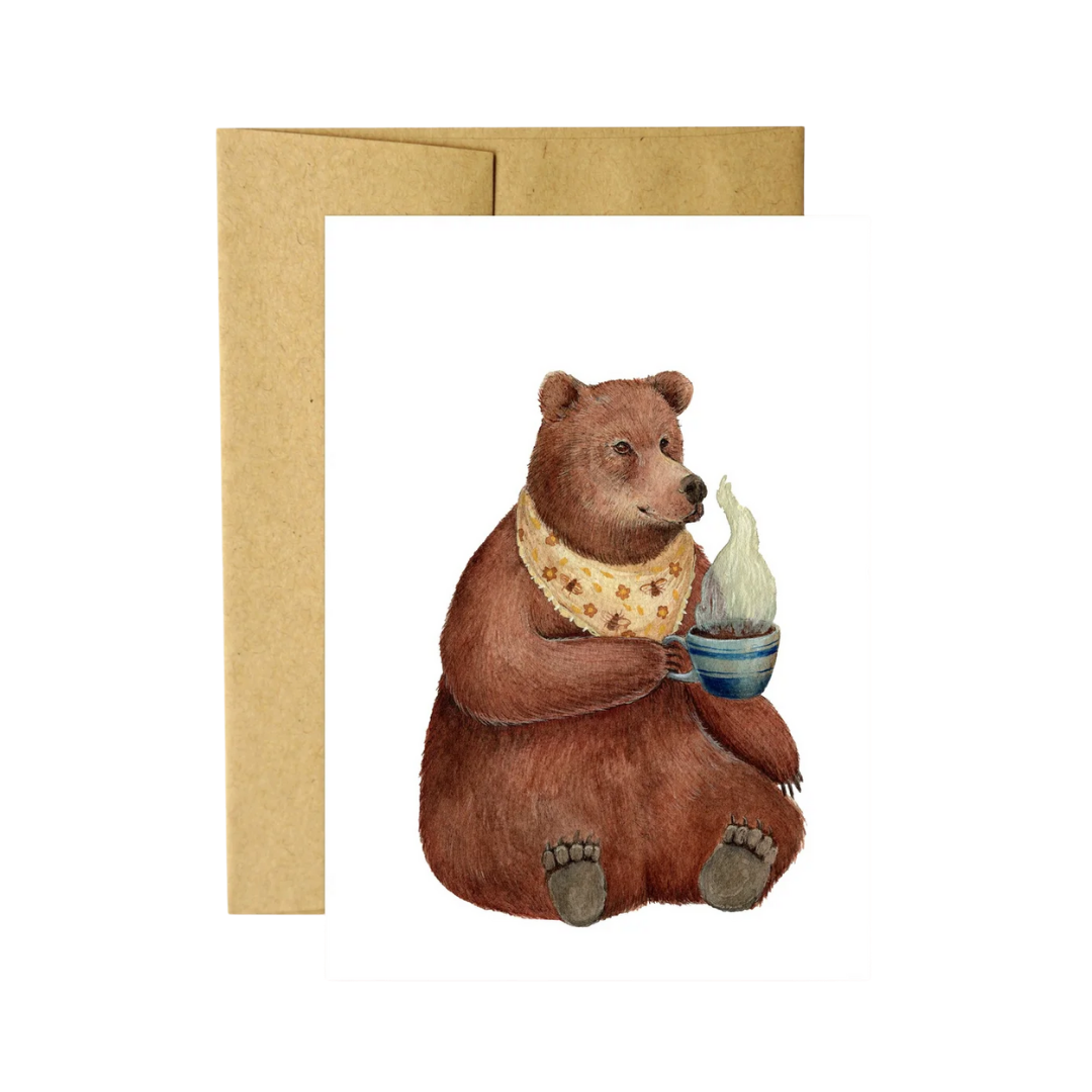 Critters and Cups - Billy Bear Greeting Card