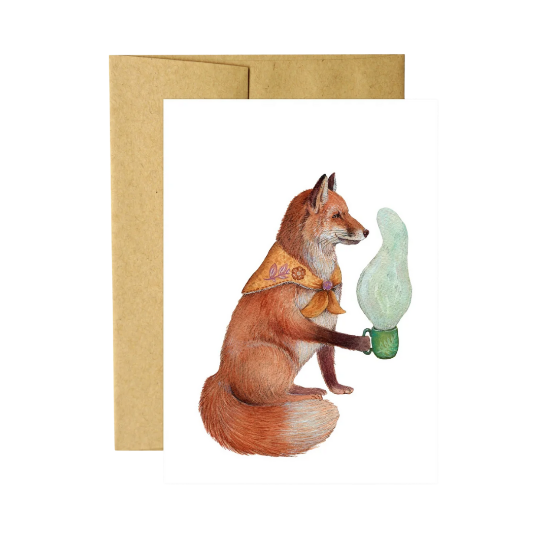 Critters and Cups: Felix Fox Greeting Card