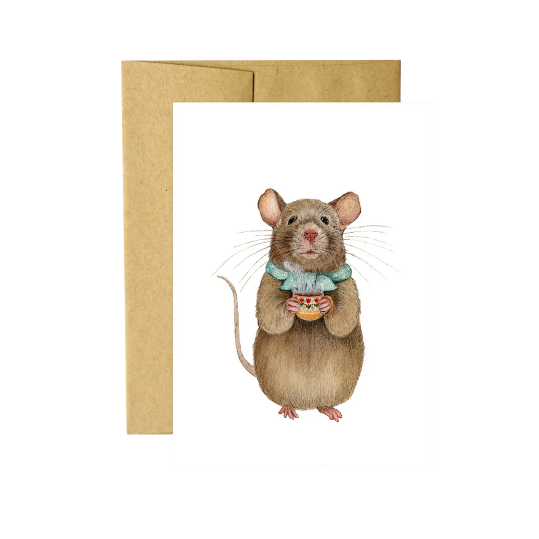 Critters and Cups: Mildred Mouse Greeting Card