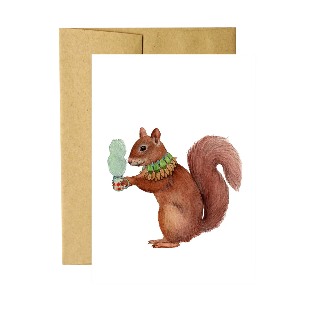 Critters and Cups: Samuel Squirrel Greeting Card