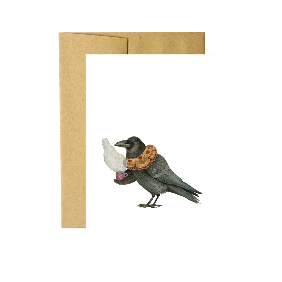 Critters and Cups: Claude Crow Greeting Card