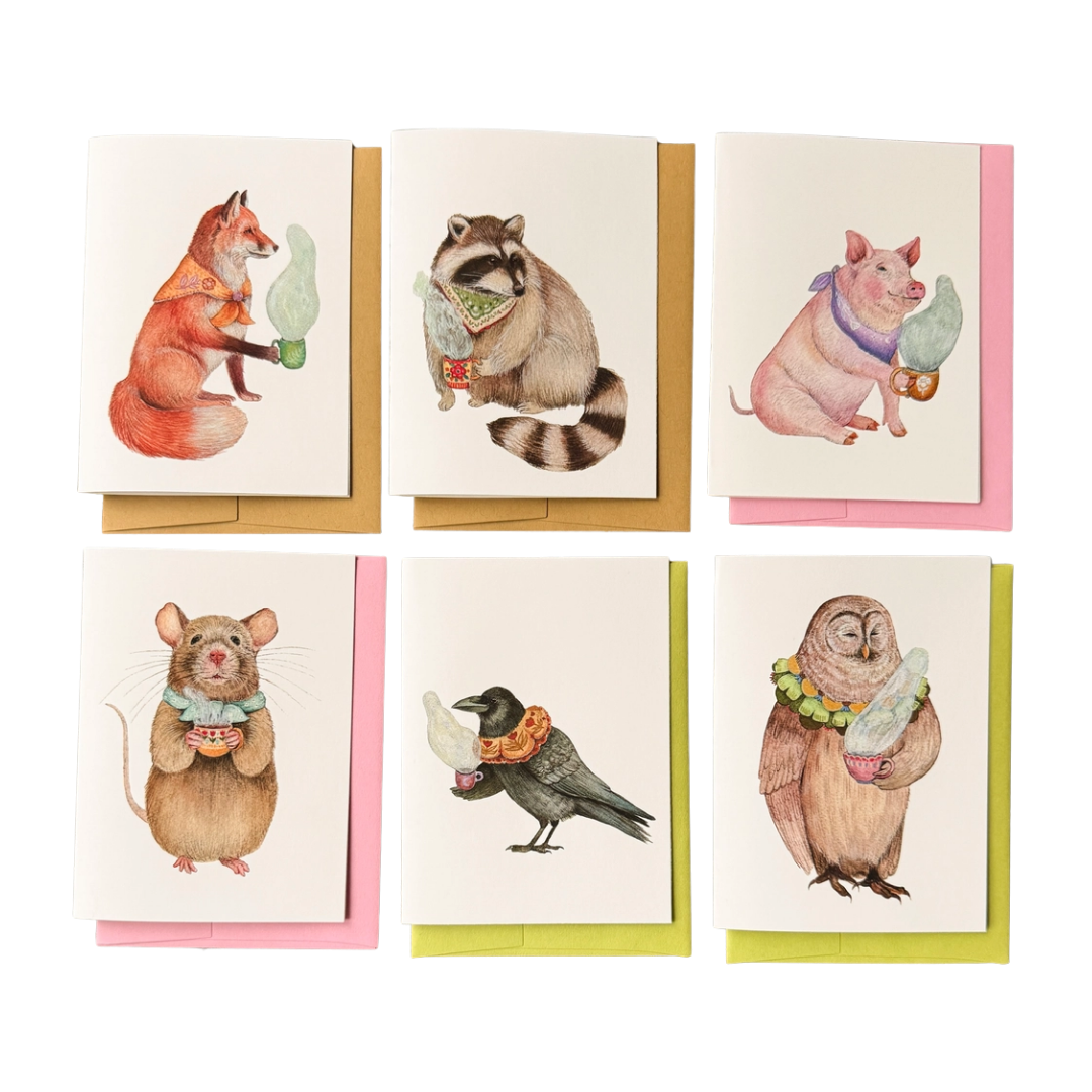Critters and Cups Small Card Pack (Set of 6)