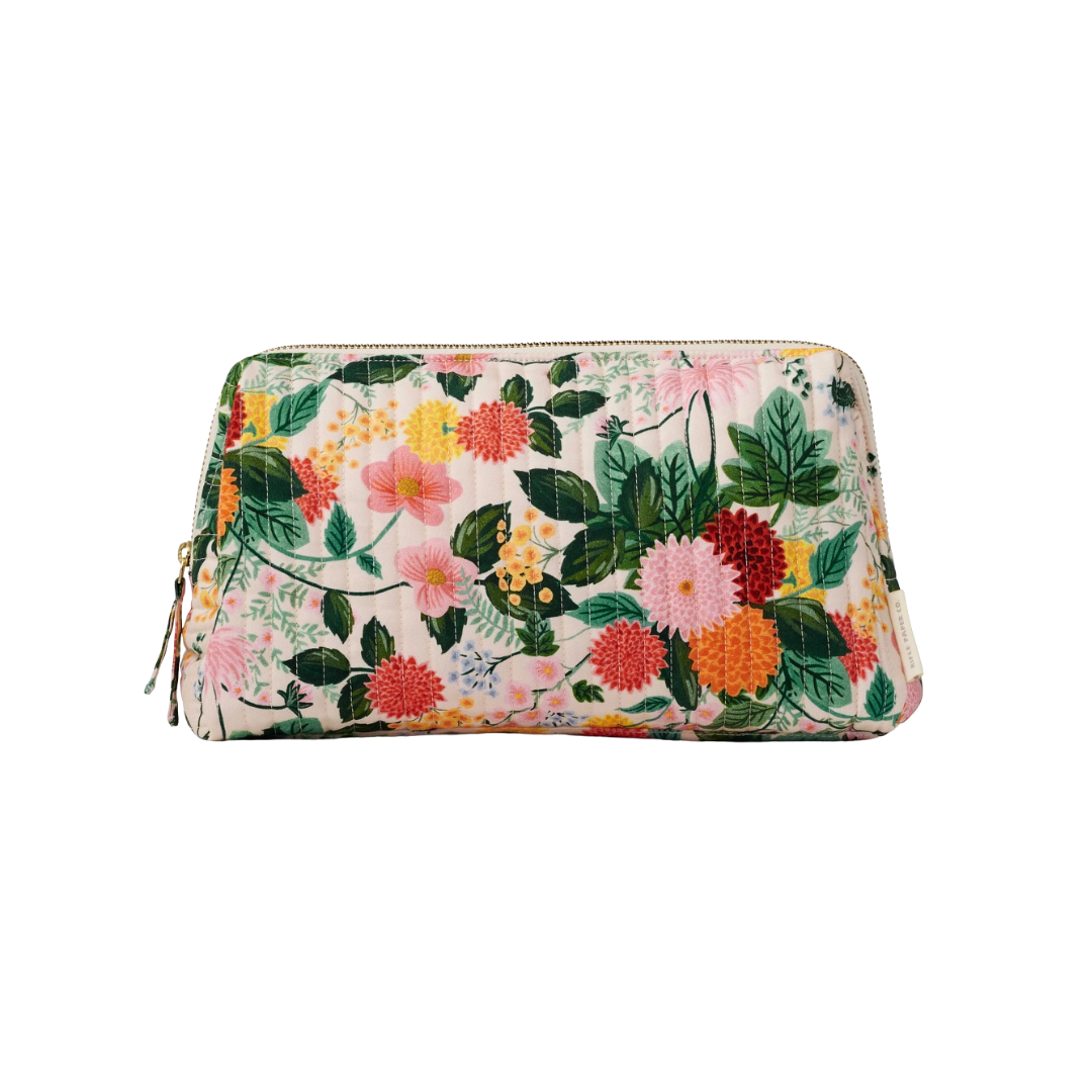 Dahlia Quilted Large Cosmetic Pouch