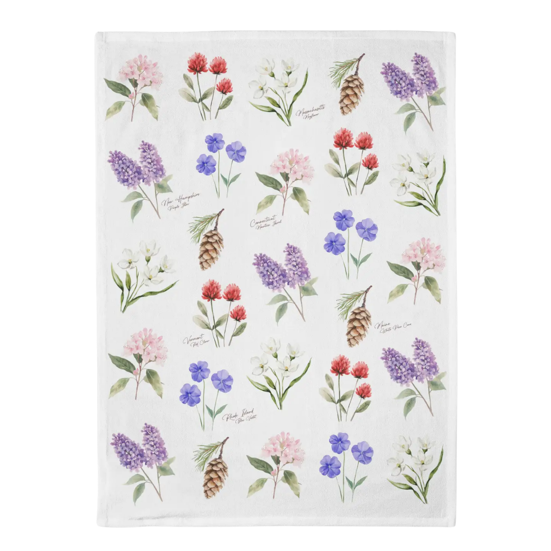 Flowers of New England Tea Towel