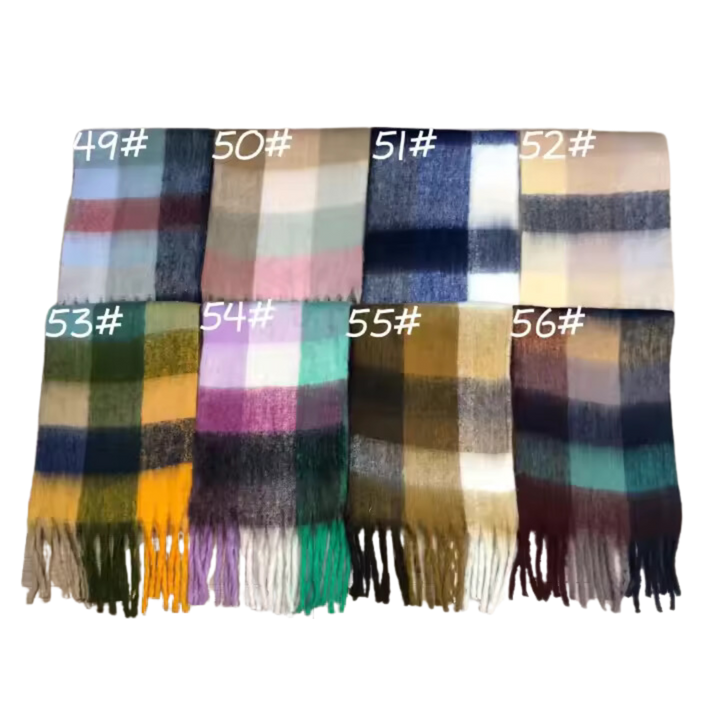 New Plaid Blanket Scarf Cozy Soft Long with Fringe