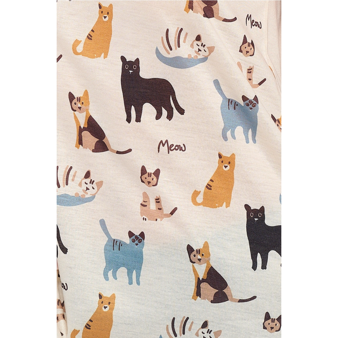 Meow Cat Print Tank Top