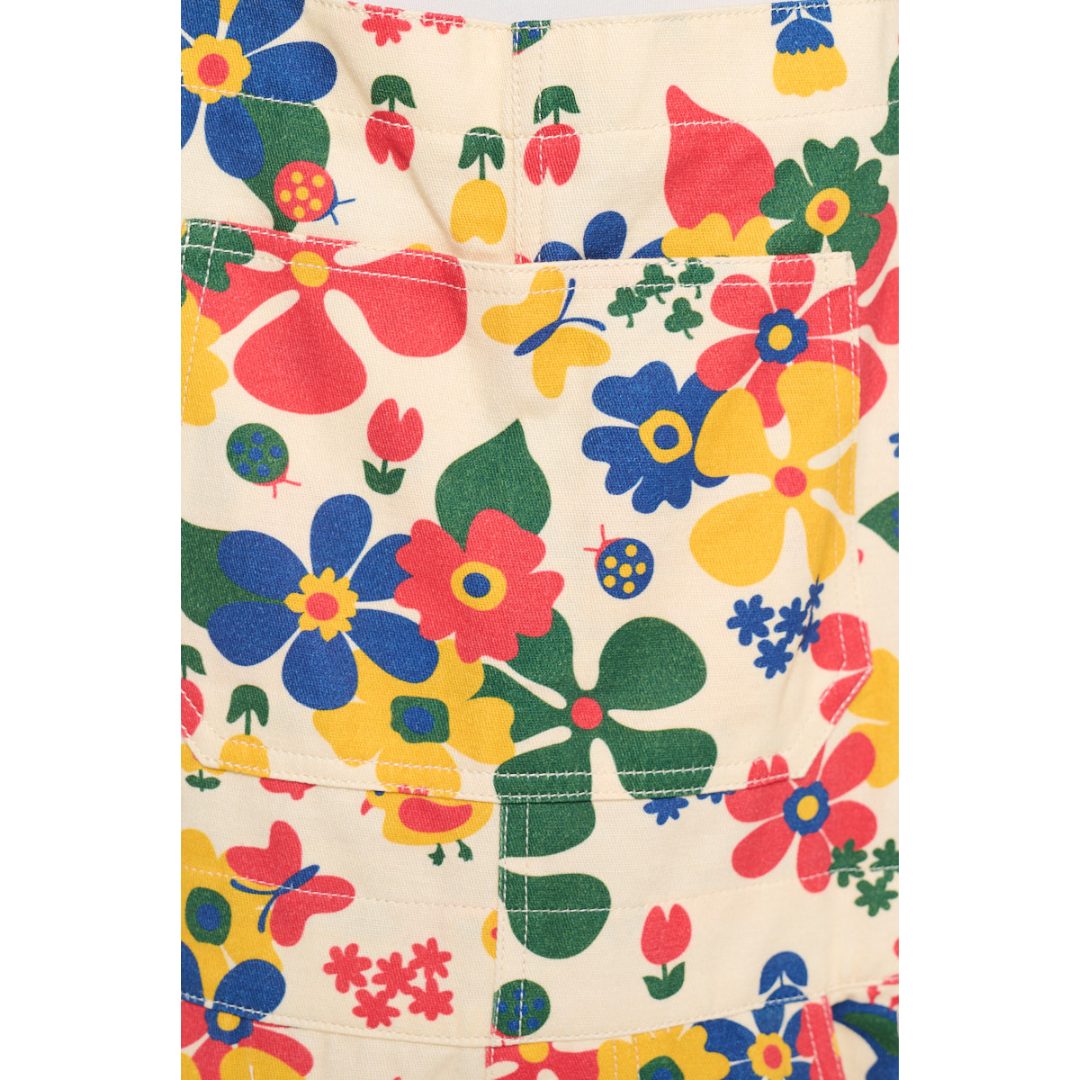 Multi Water Color Floral Print Shortalls
