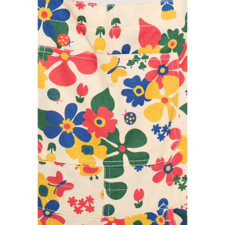 Multi Water Color Floral Print Shortalls