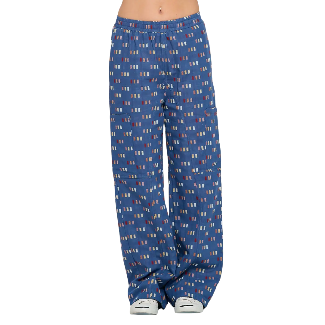 Polka Square Print Cotton Pants