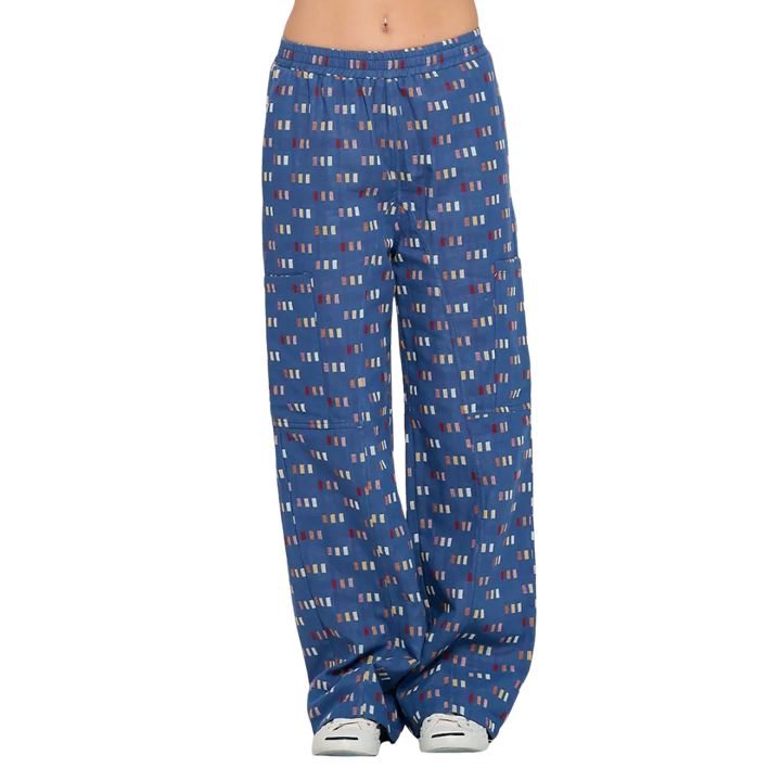 Polka Square Print Cotton Pants