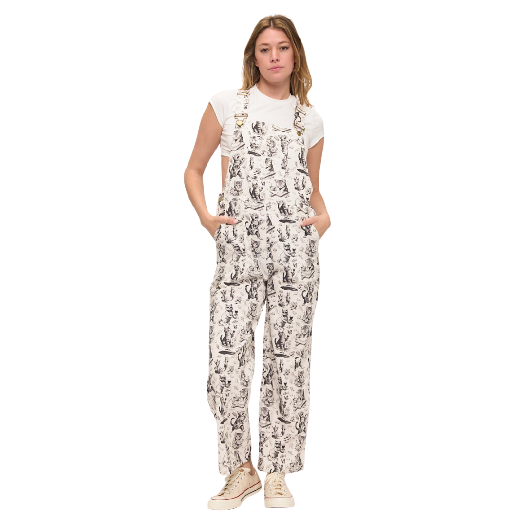 Monochrome Meow Sketch Overalls