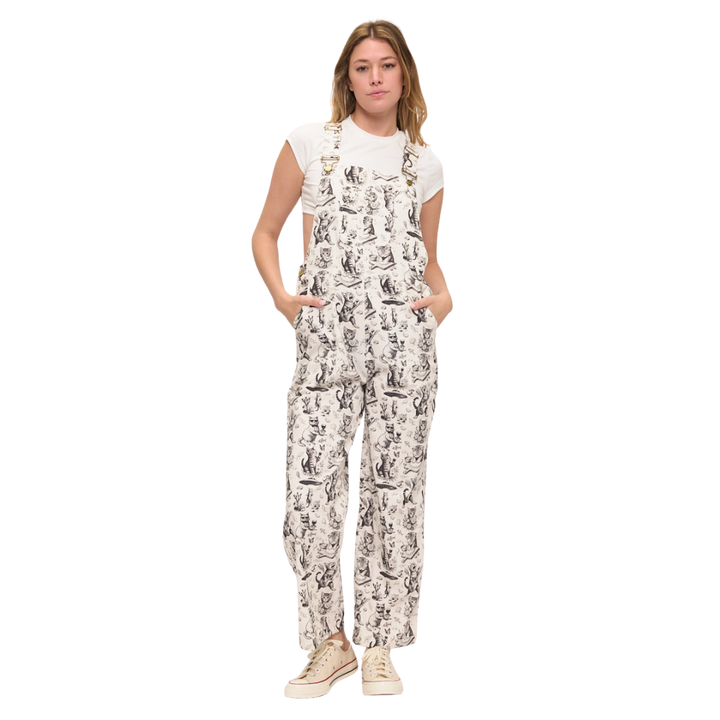 Monochrome Meow Sketch Overalls