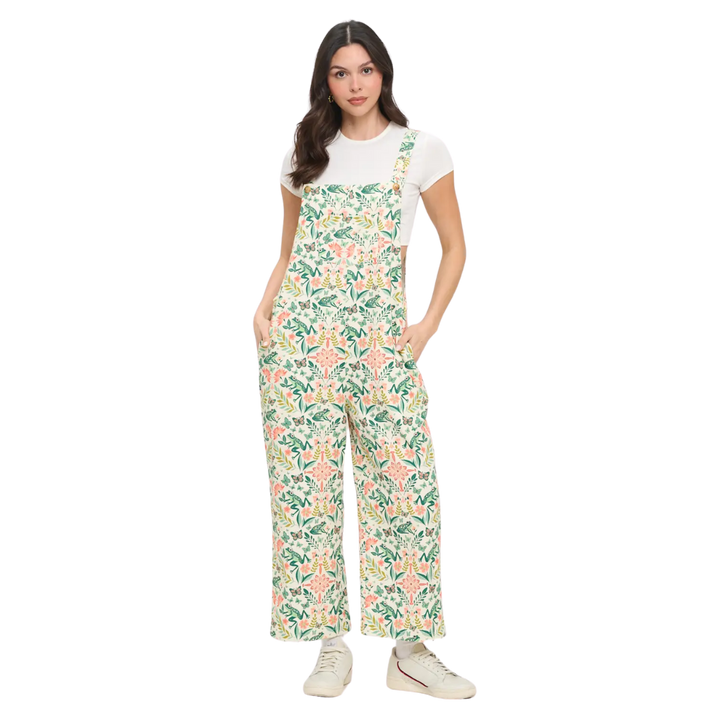 Whimsy Botanical Rainforest Print Overalls