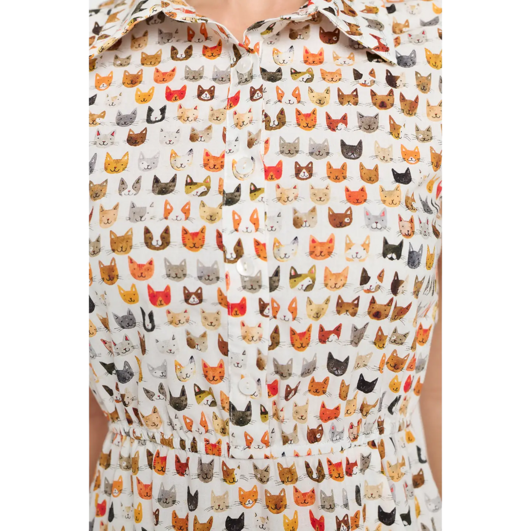 Colorful Cat Face Print Dress