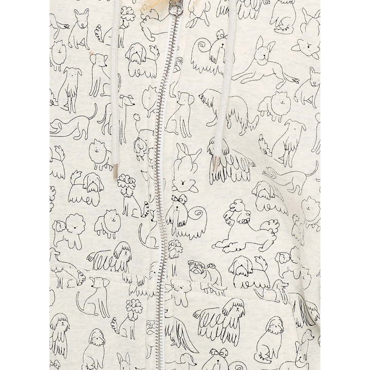Dog Breed Print Zip-Up Hoodie