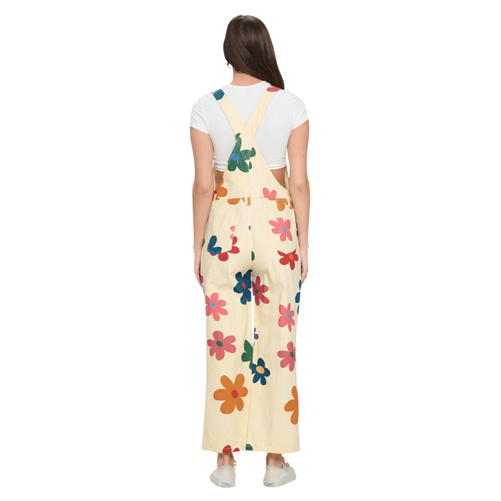 Colorful Daisy Print Overalls