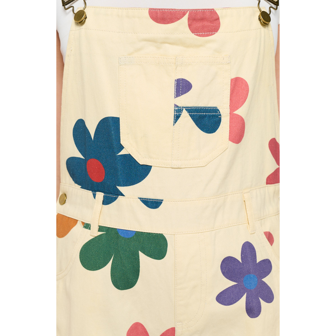 Colorful Daisy Print Overalls