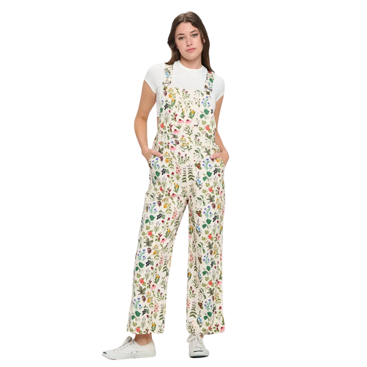 Floral Garden Print Overalls