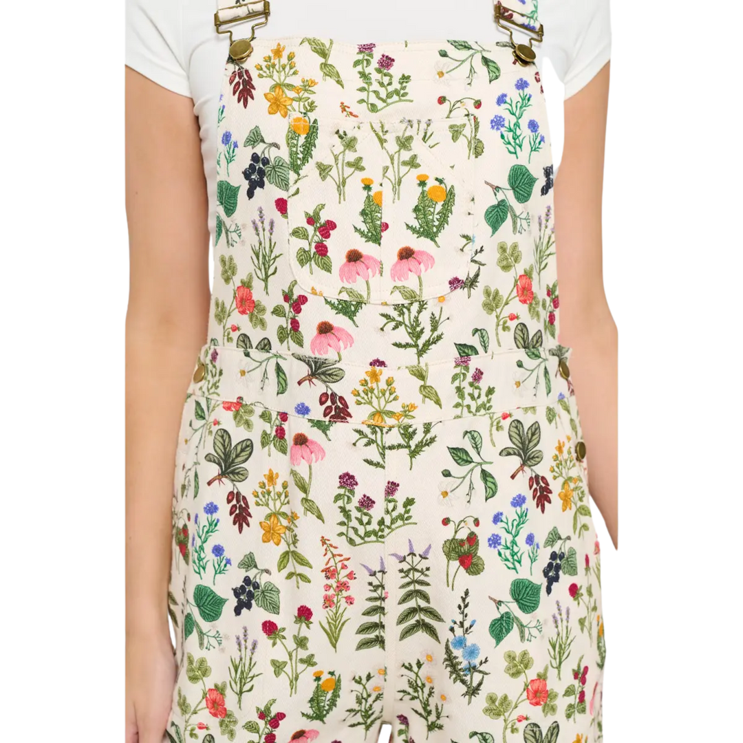 Floral Garden Print Overalls