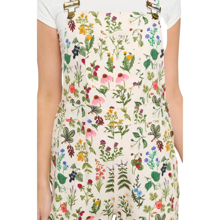 Floral Garden Print Overalls