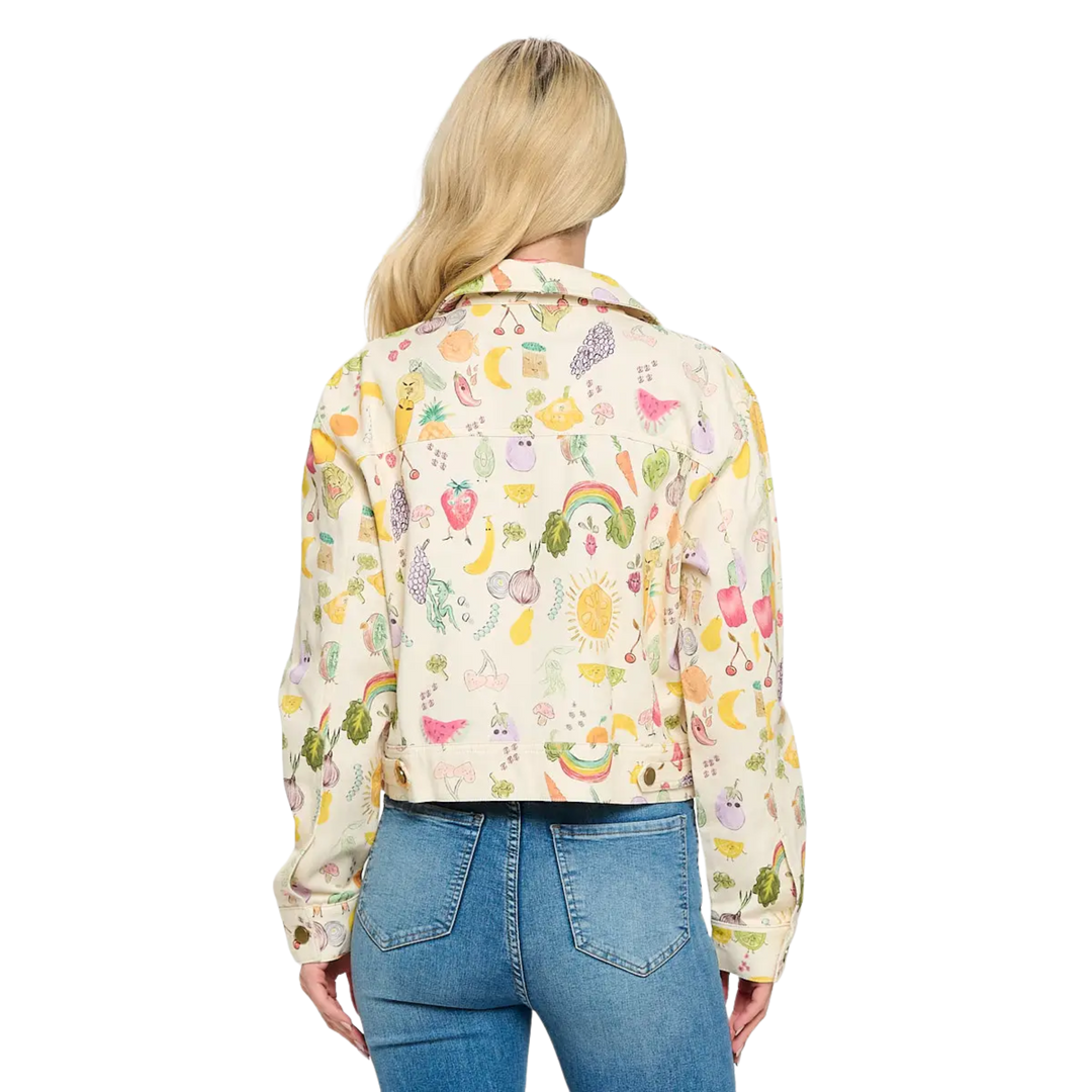 Fruits and Veggies Print Jacket