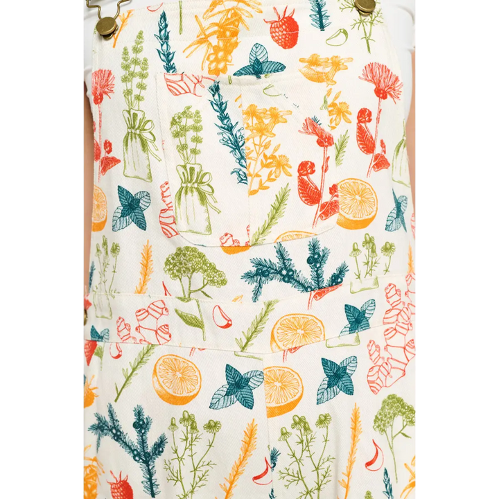 Herbal Citrus Floral Print Overalls