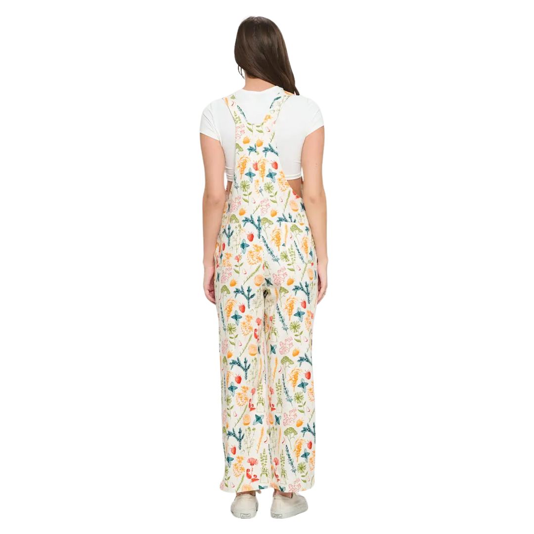 Herbal Citrus Floral Print Overalls