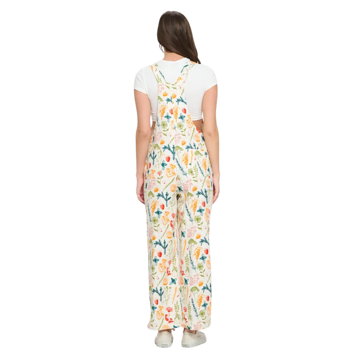 Herbal Citrus Floral Print Overalls