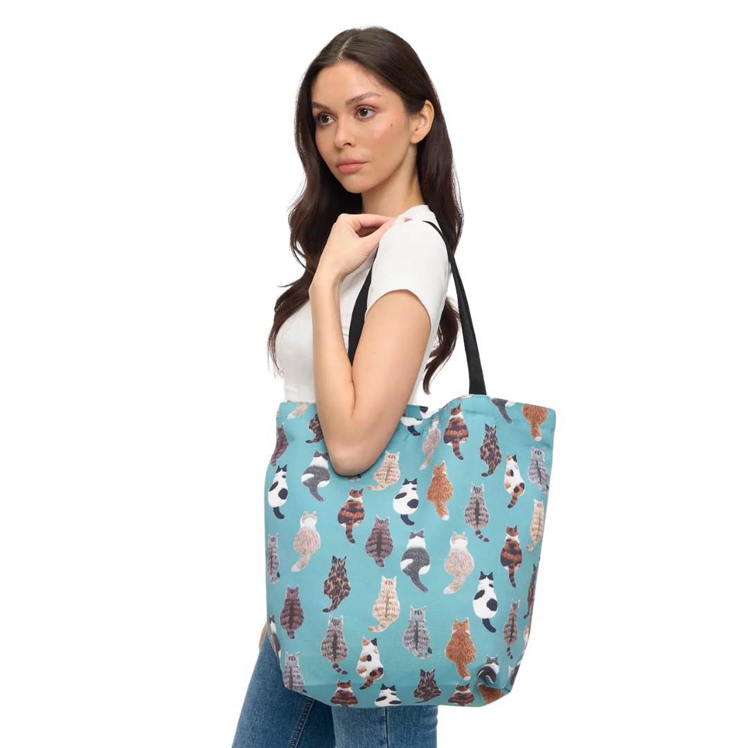 Whimsical Cat Tails Print Tote Bag