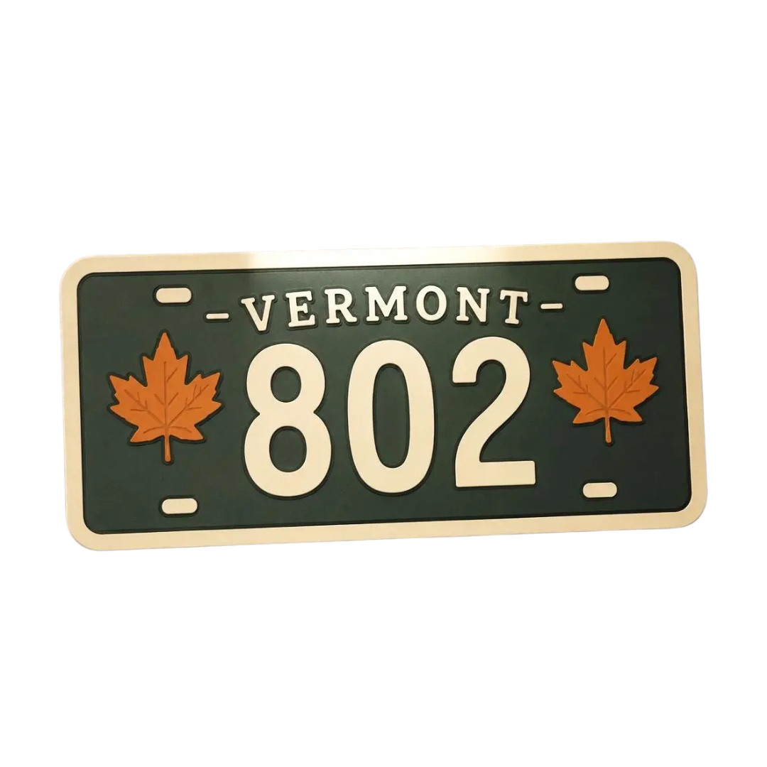 Vermont 802 License Plate Sticker