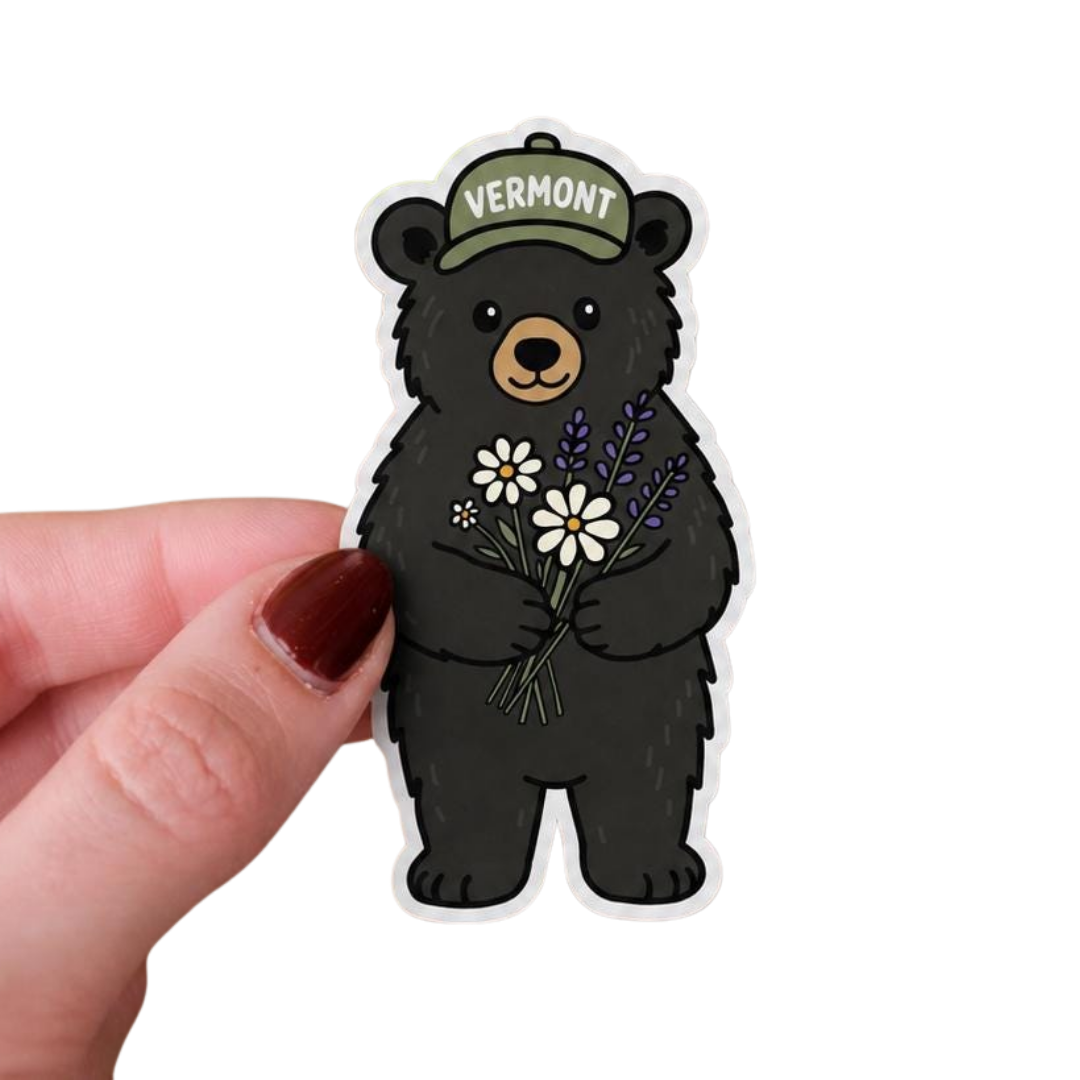 Vermont Black Bear & Wildflowers Sticker