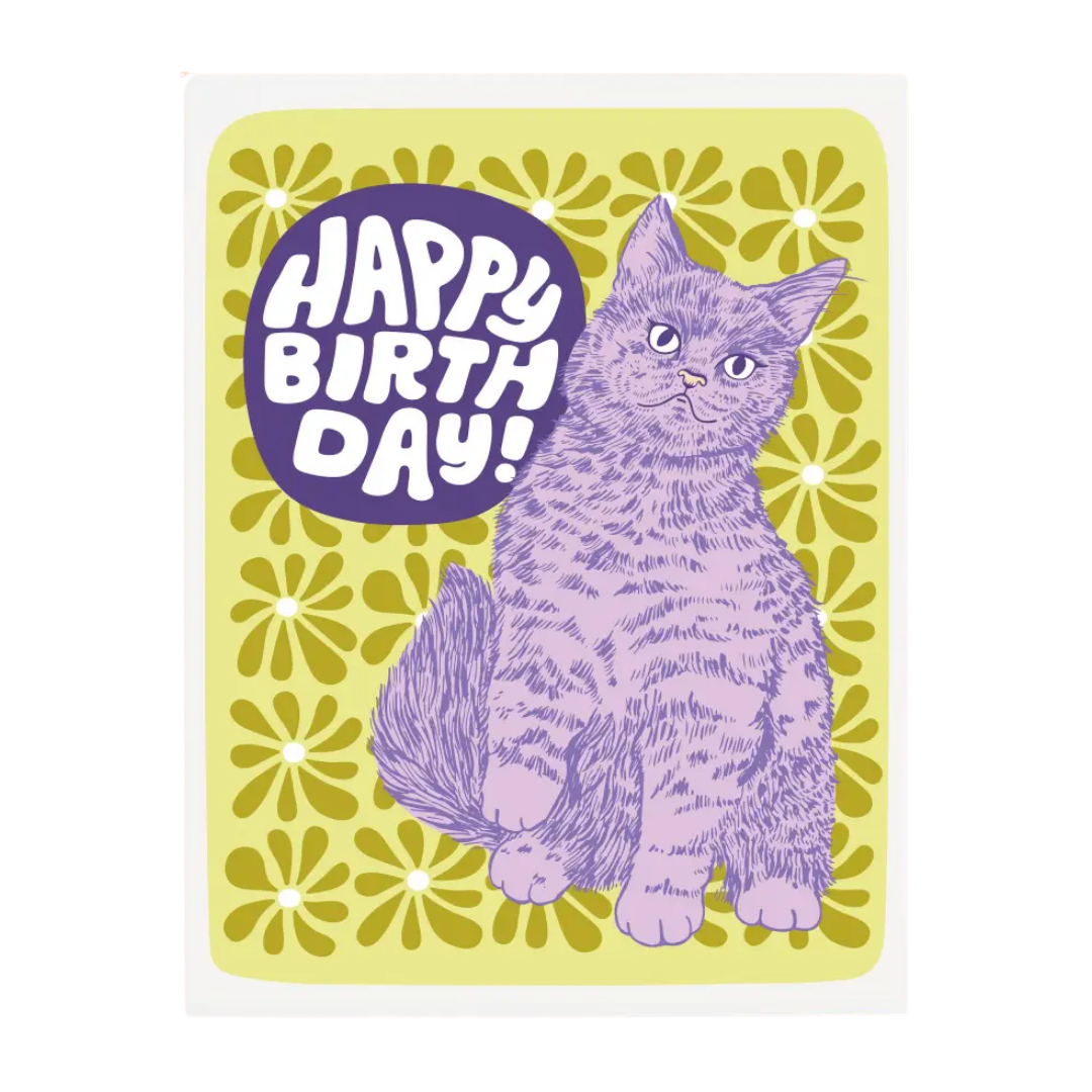 Floral Cat Birthday Card