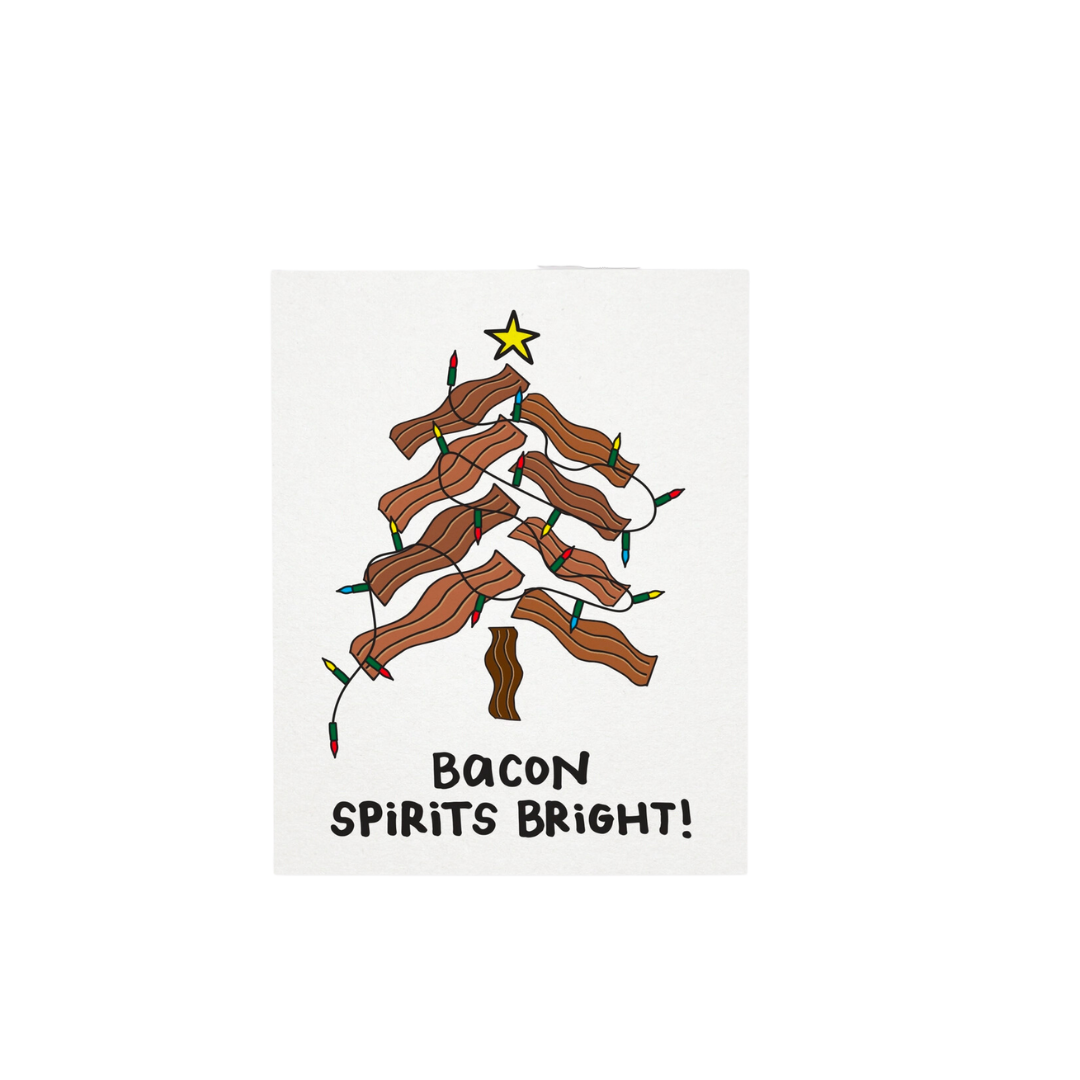 Bacon Spirits Bright, Holiday Greeting Card