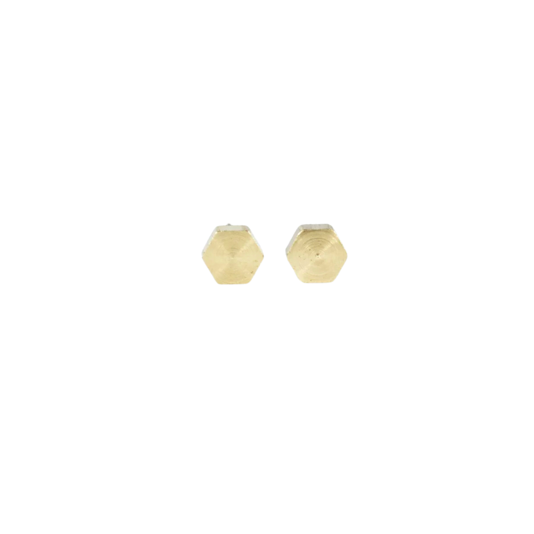 Brass Chunky Hexagon Studs