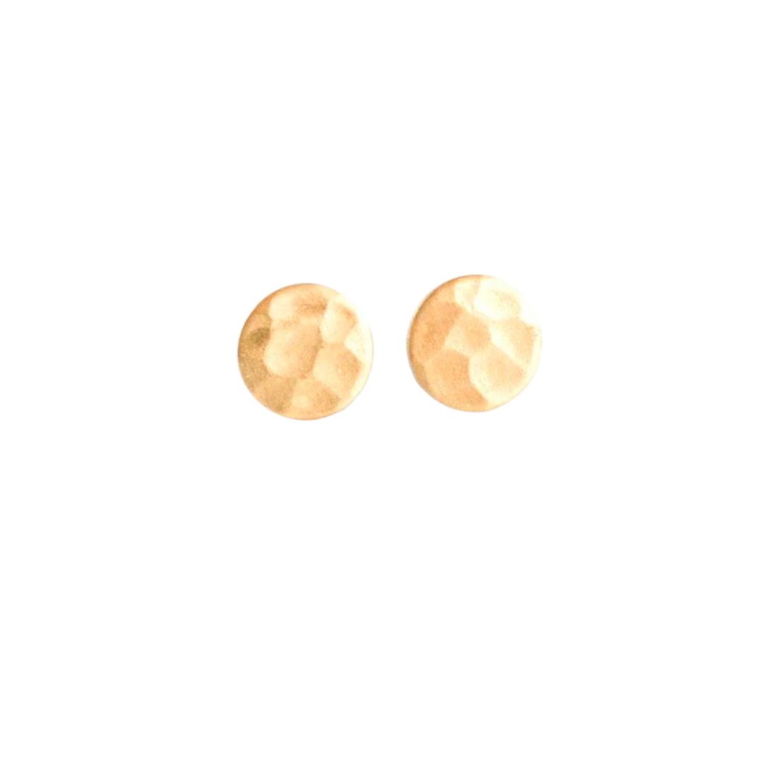 Hammered Brass Circle Studs