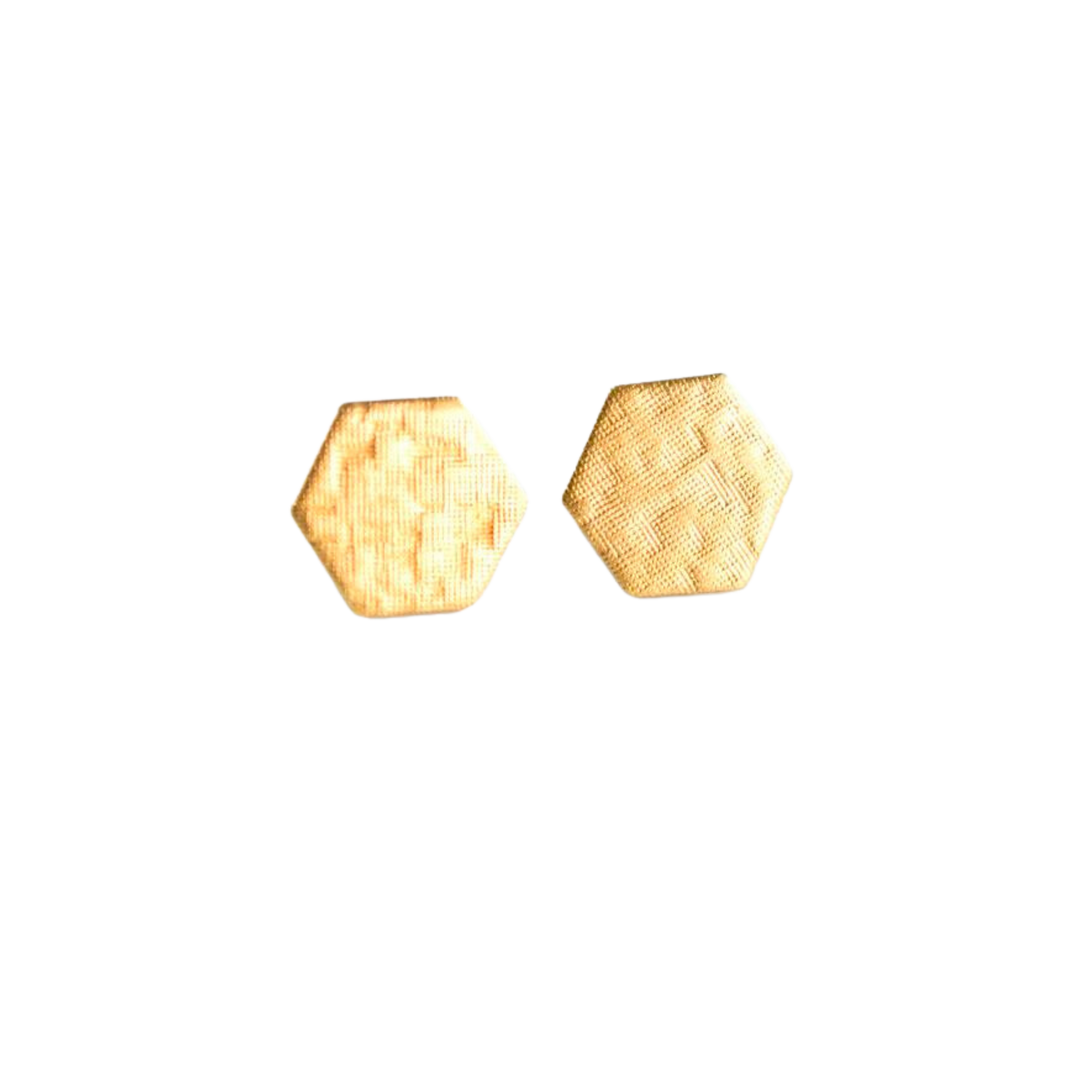 Textured Hexagon Post Earrings