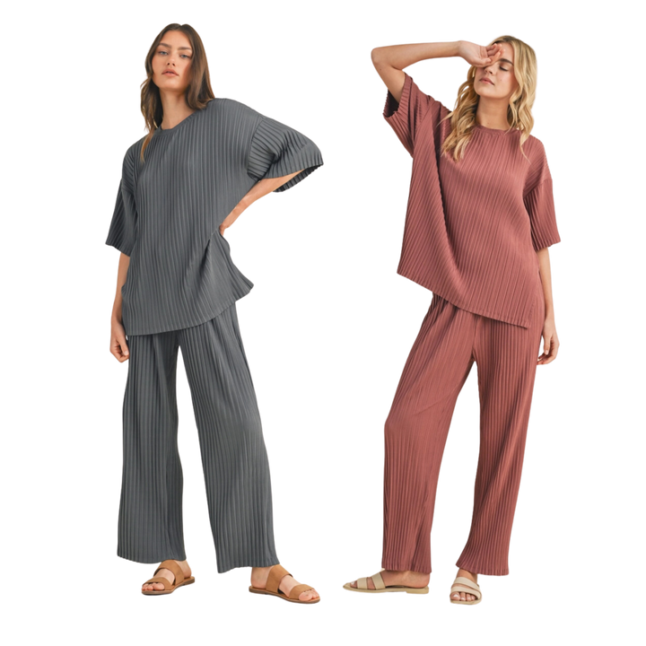 Pleated Top and Pants Set