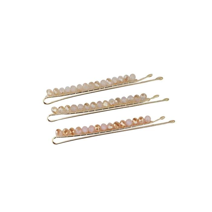 Blush with Mauve Beaded Metal Bobby Pins