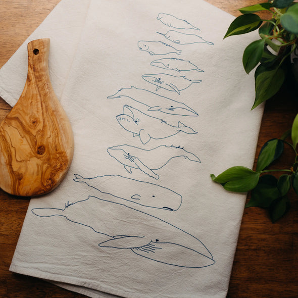 Stack O' Whales Tea Towel