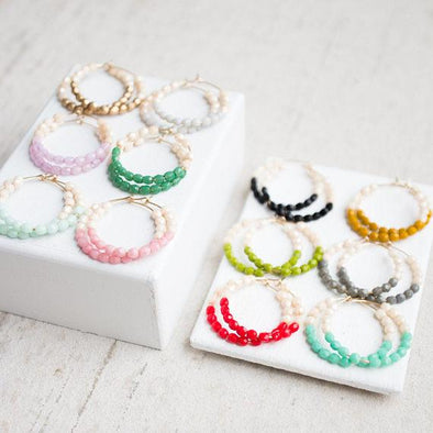 Colorful "Dipped" Beaded Hoops