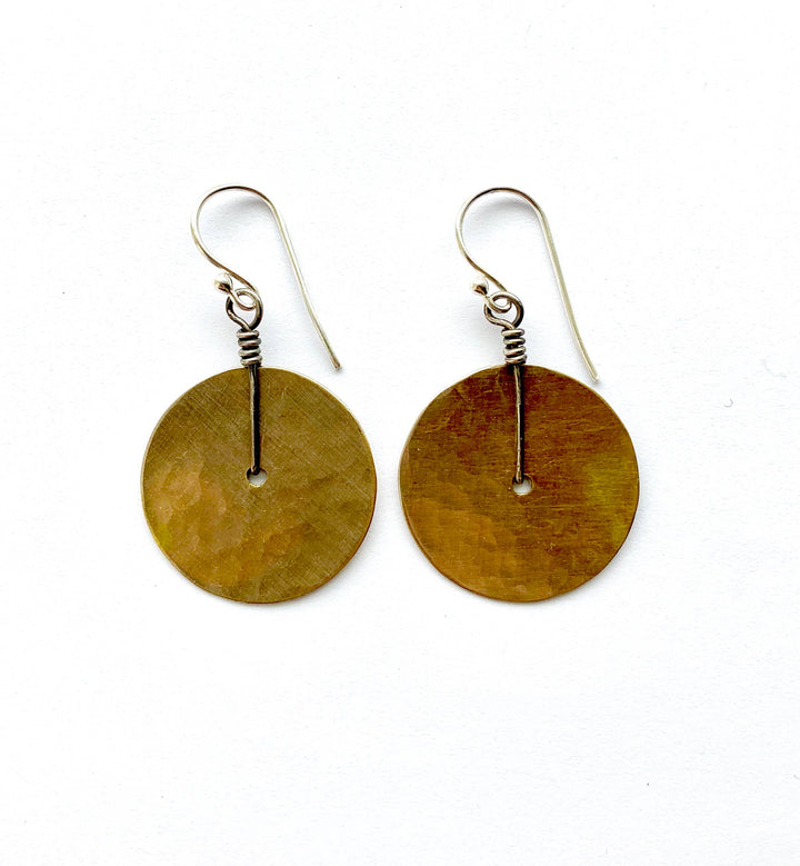 Brass Disc Earrings - Small